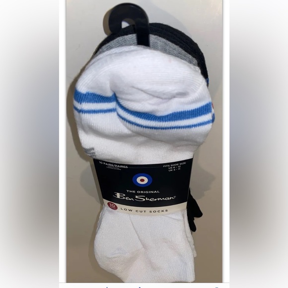 Ben Sherman Low Cut Socks 10 Pairs Men 6-12 White Gray Black w/ Foot Logo NEW$28 - Picture 10 of 10